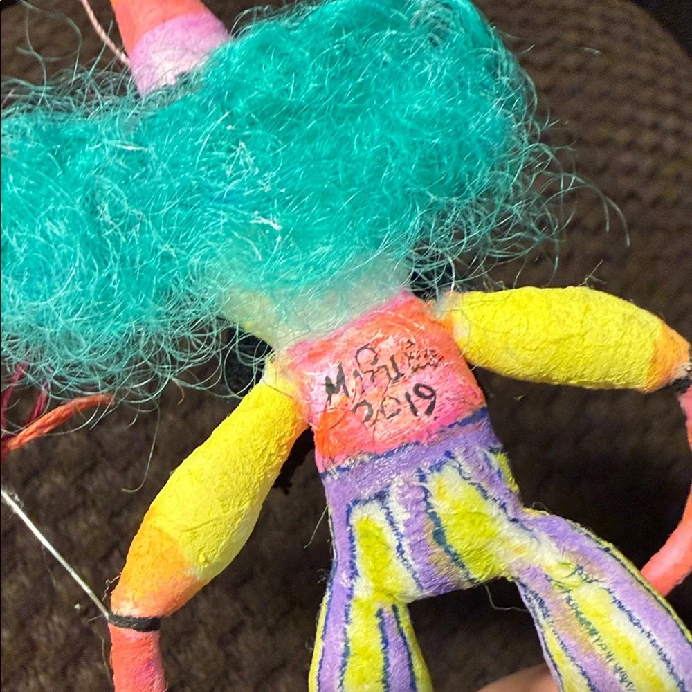 New Handmade HandPainted Clown wt balloon Spun Cotton Doll by Artist Maria Paula - Picture 10 of 13